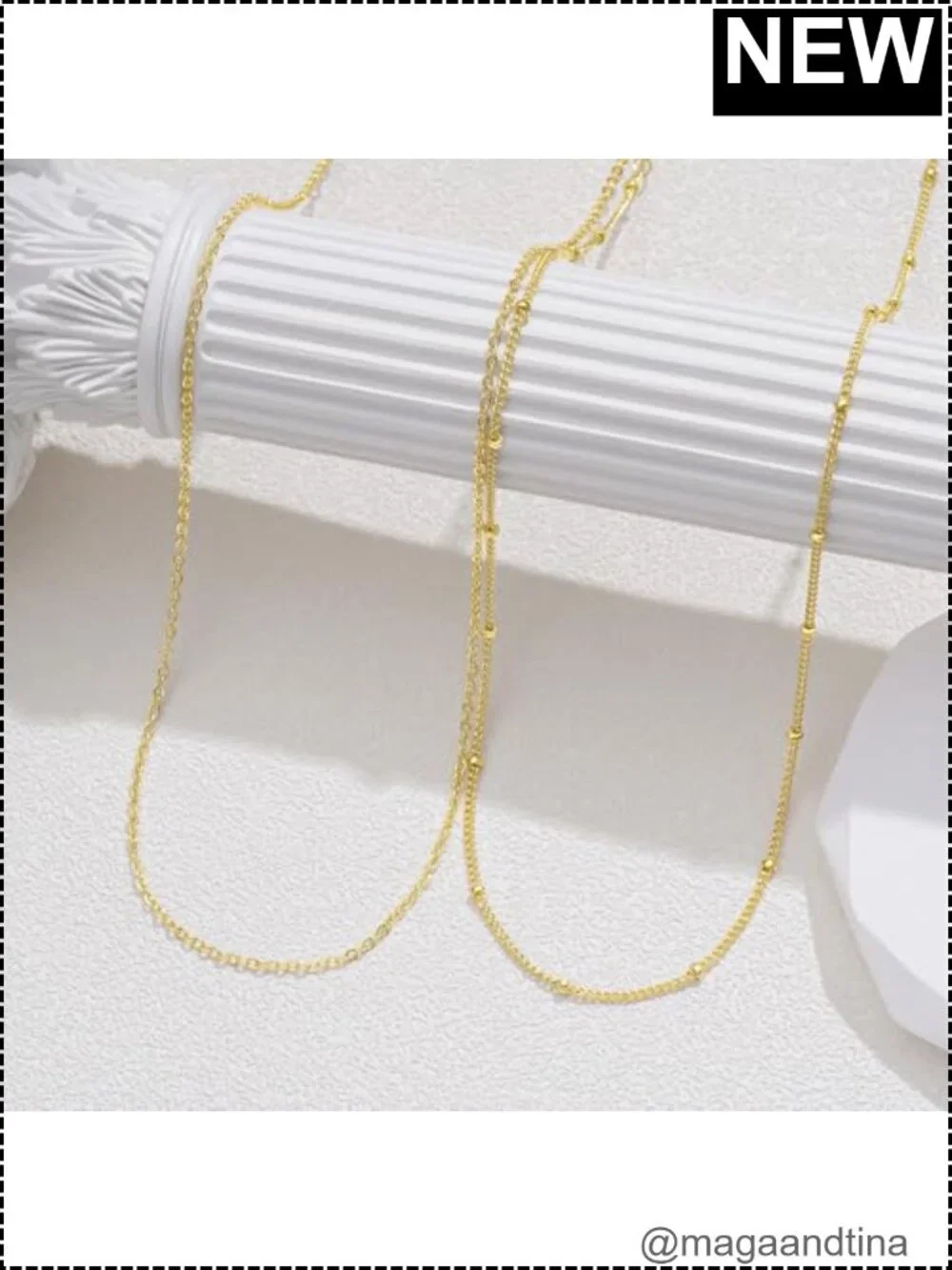 14K Gold Plated Layered Chain Necklace Set, Dainty Link Necklaces, Lobster Clasp